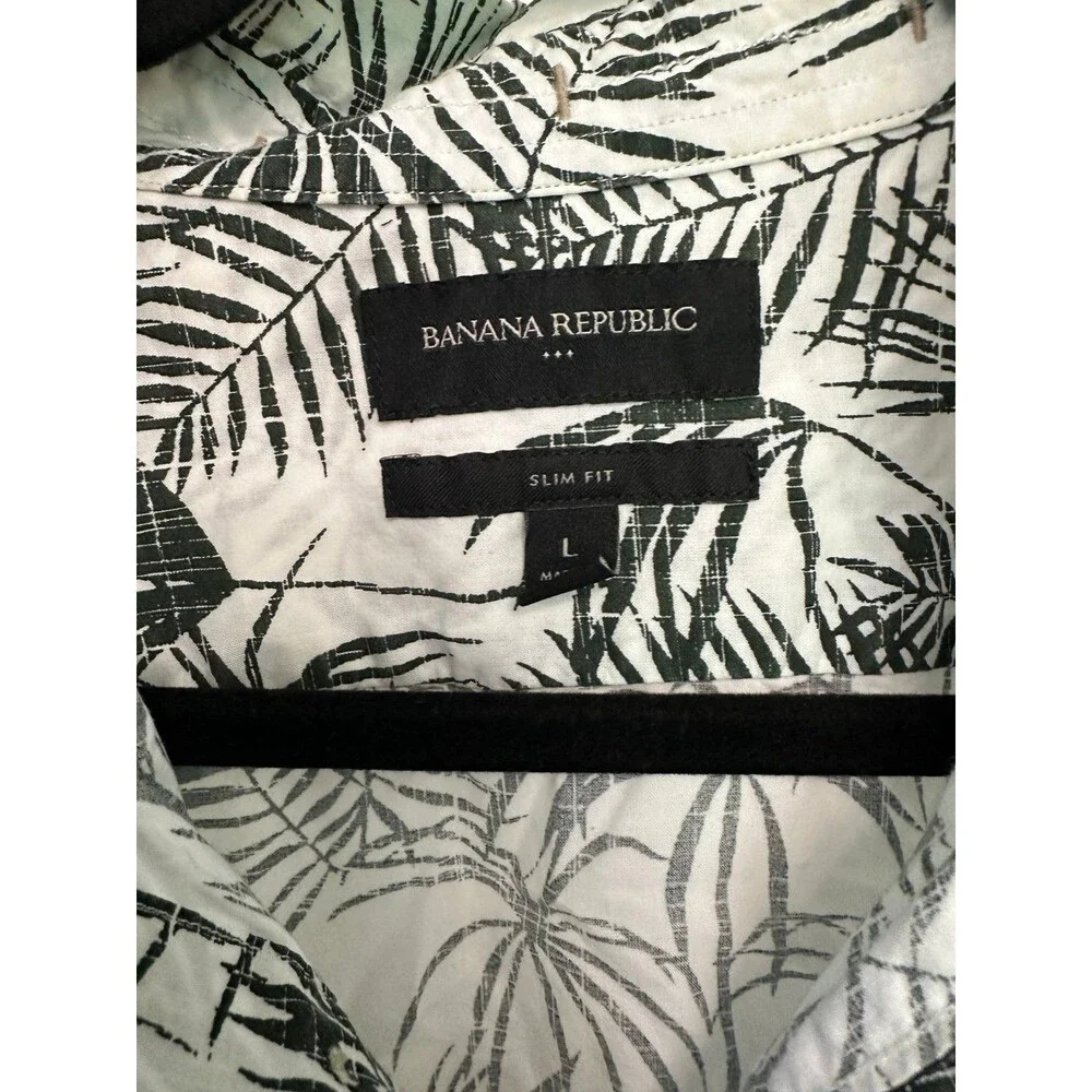Banana Republic Factory 100% Cotton Tropical Button Slim Fit Down Shirt L
